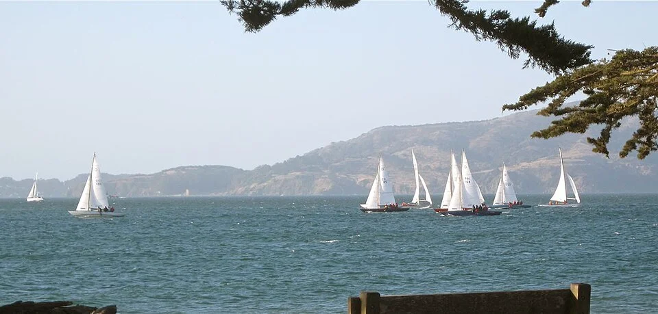 Sailboats racing on San Francisco Bay